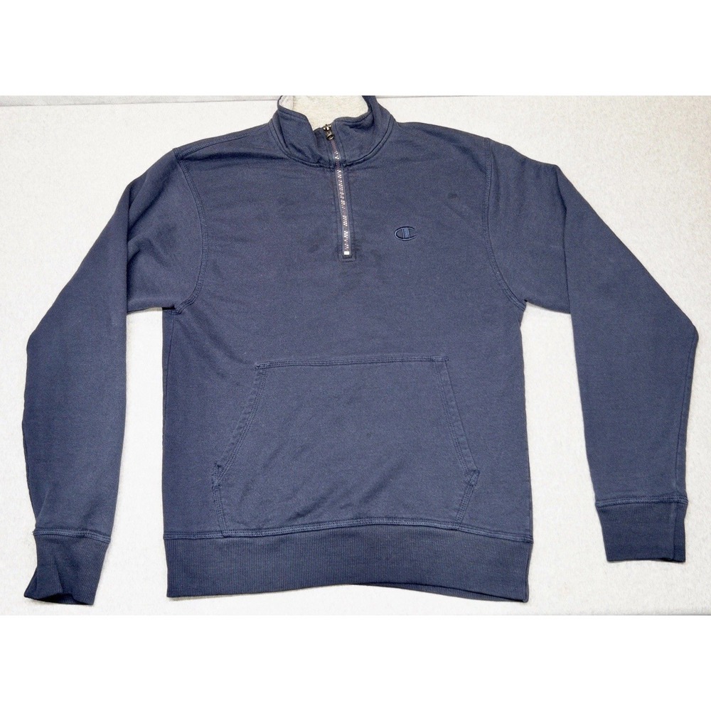 Champion Fleece Lined Qtr Zip Blue Pullover‎ Mens Small